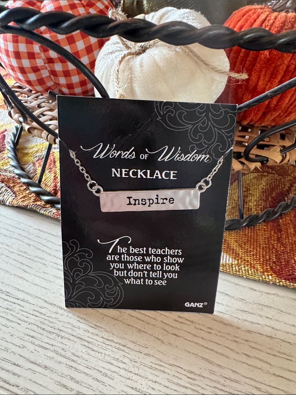 GANZ Inspire Bar Necklace - Silver Tone